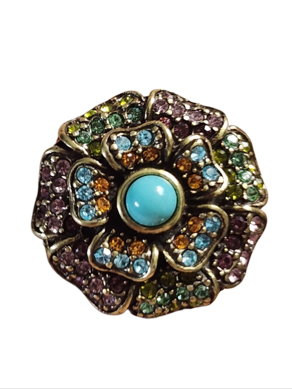 Heidi Daus Multi Colored Swarovski Crystal Floral Ring